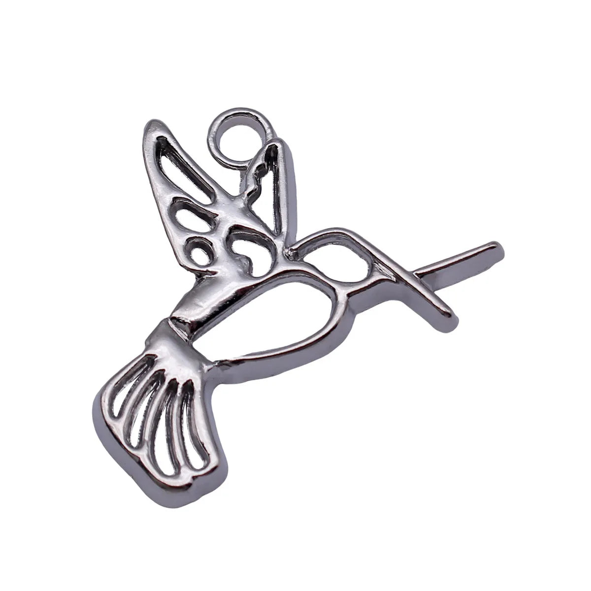 41x34mm 4.5g Silver Tone Zinc Alloy Hollow Hummingbird Bird Charm Pendant for DIY Jewelry Making