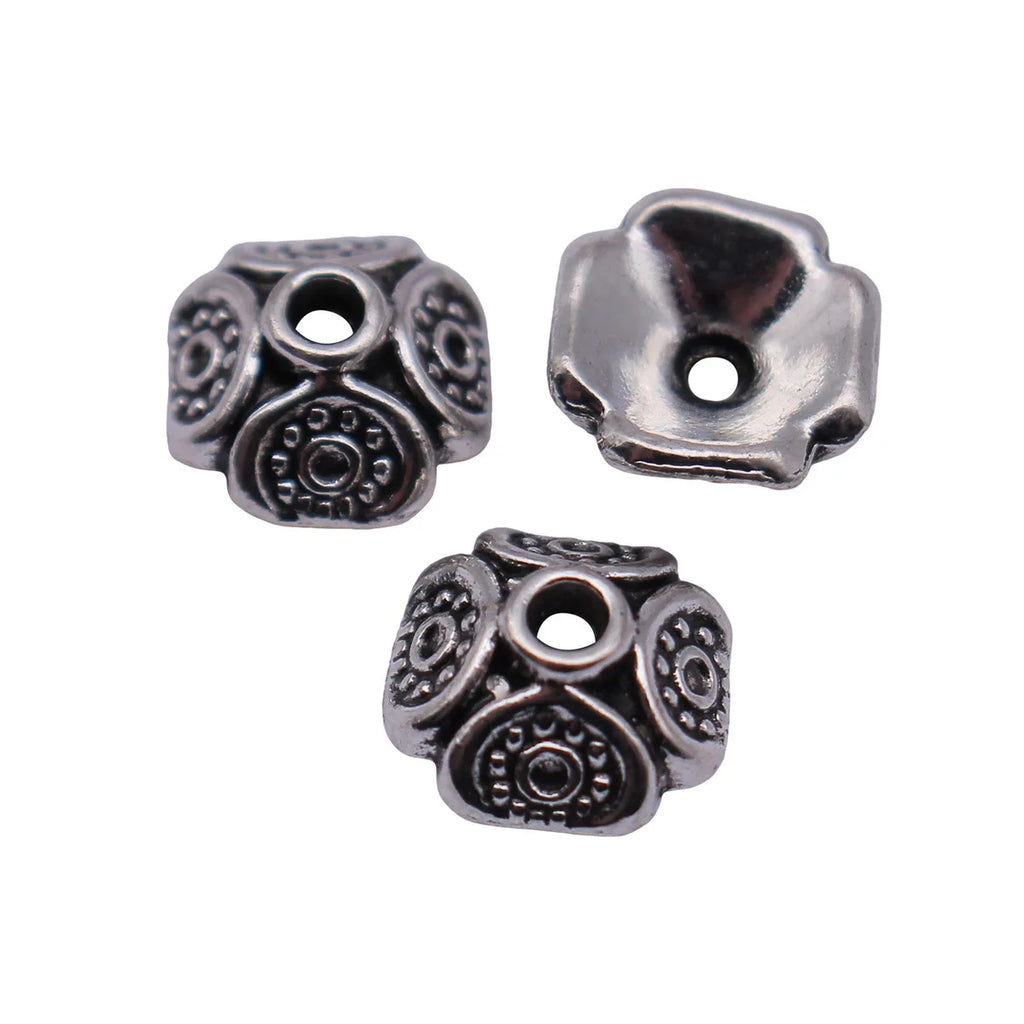 8.9x8.6x4mm 0.64g Antique Silver Zinc Alloy Small Bead Cap Flower Cone Jewelry Findings for DIY Pendants