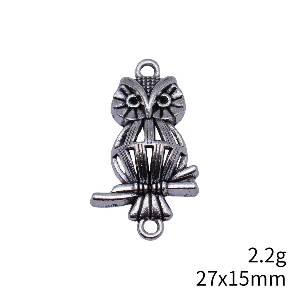 27x15mm 2.2g Antique Silver Zinc Alloy Owl Cat Connector Charm for DIY Necklace Bracelet Jewelry Making