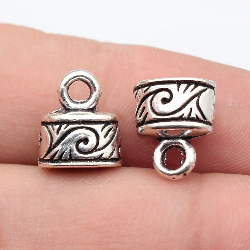 11x10x7.5mm 1.3g Antique Silver Zinc Alloy Carved Floral Tassel Cap Jewelry Findings for DIY Earrings