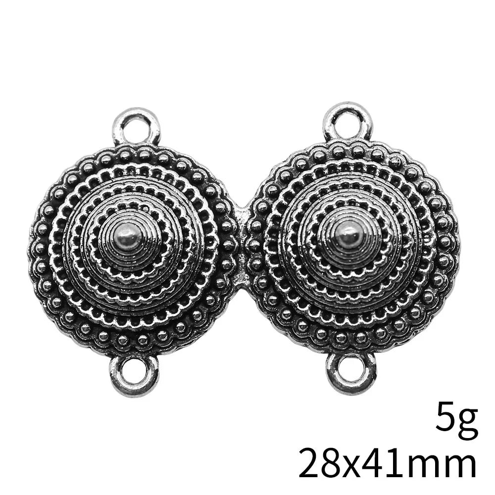 28x41mm 5g Multicolor Zinc Alloy Four Hole Body Chain Connector Charm for Waist Chain Headpiece Making