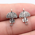 20x13mm 1.1g Antique Silver Zinc Alloy Bow Umbrella Side Hole Butterfly Charm Pendant for DIY Jewelry Making