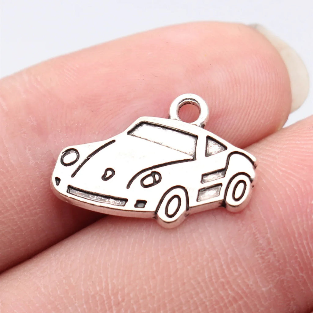 20x13mm 1.3g Antique Silver Zinc Alloy Sports Car Charm Pendant for DIY Necklace Jewelry Making