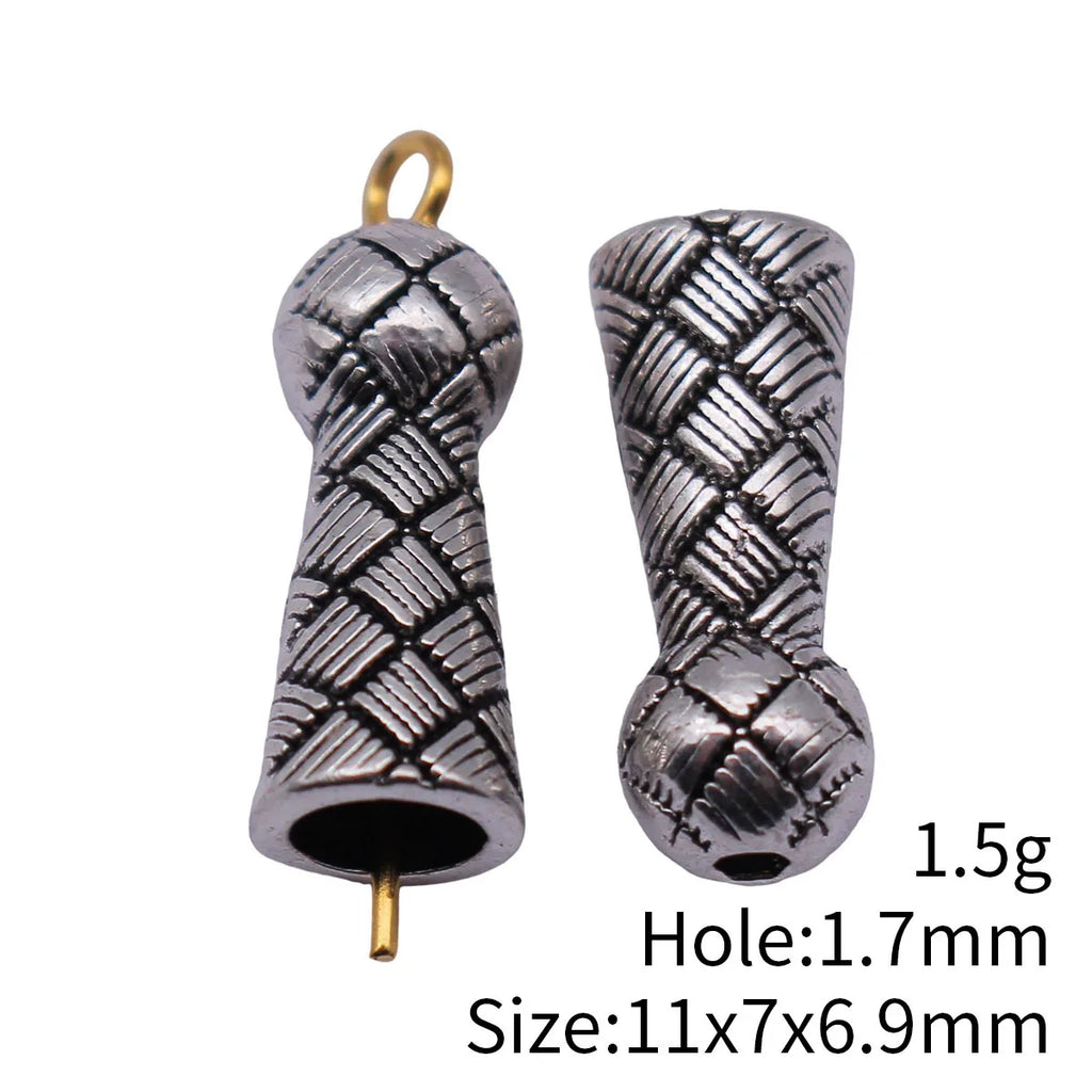 11x7x6.9mm 1.5g Antique Silver Zinc Alloy Woven Texture Tassel Caps Jewelry Findings for DIY Pendant Making