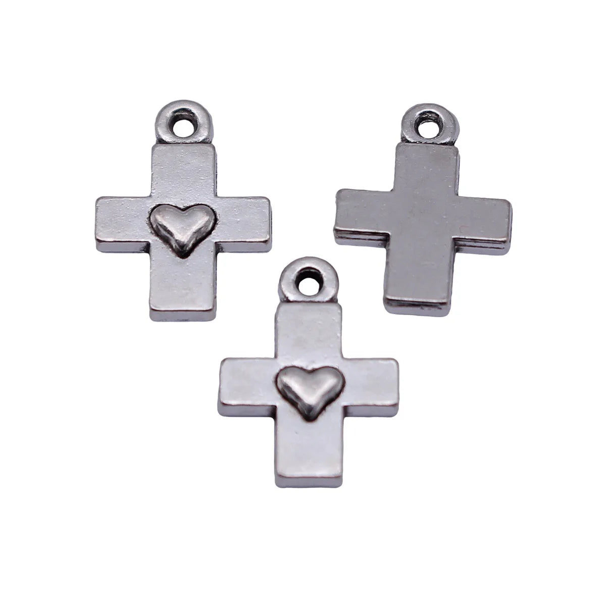 15x11mm 0.84g Antique Silver Zinc Alloy Heart Cross Charm Pendant for DIY Necklace Bracelet Jewelry