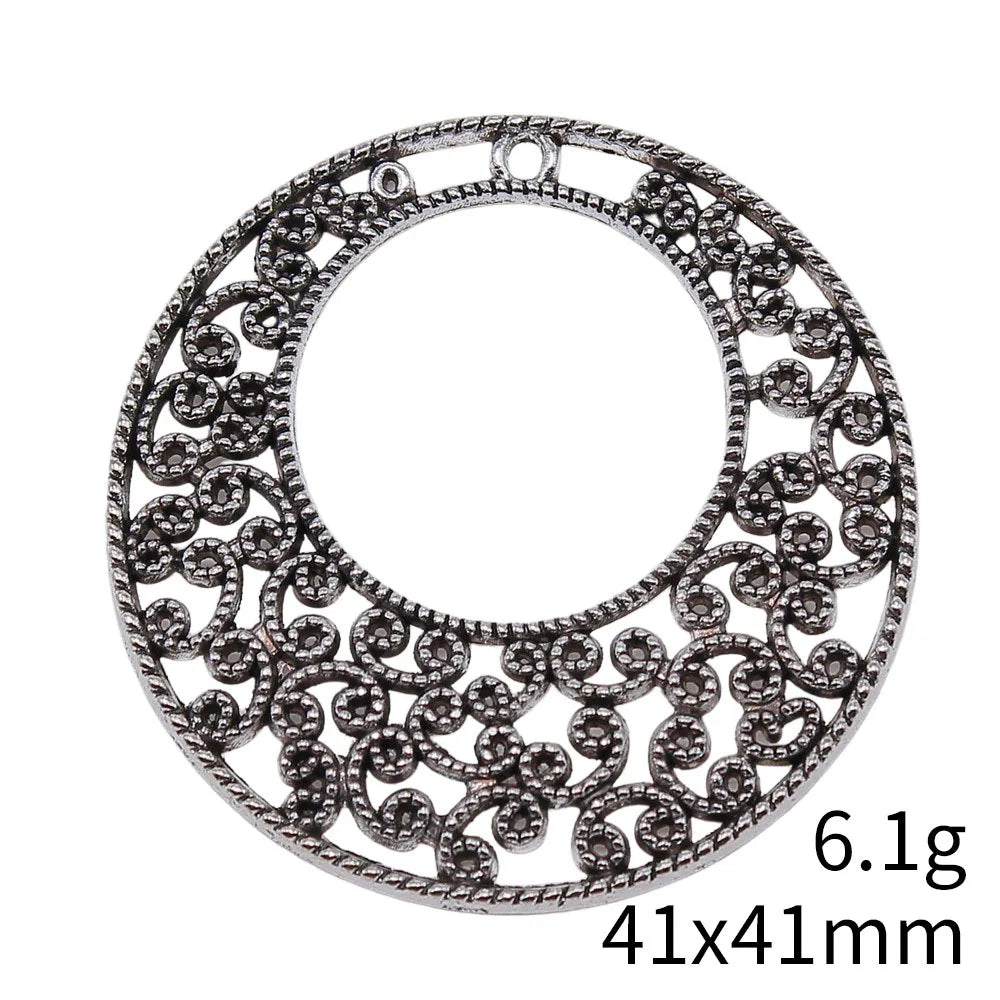 41x41mm 6.1g Multicolor Zinc Alloy Flower Wreath Earring Charms for DIY Earring Jewelry Making
