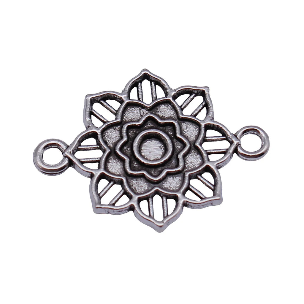 27x20mm 1.6g Antique Silver Zinc Alloy Flower Filigree Connector Charm for DIY Jewelry Making