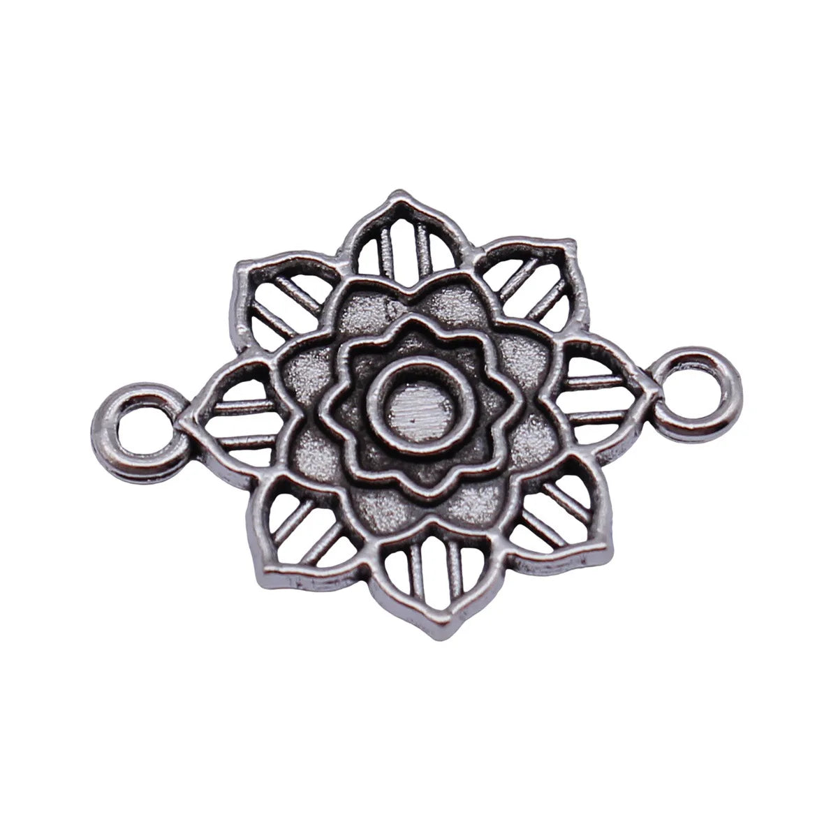 27x20mm 1.6g Antique Silver Zinc Alloy Flower Filigree Connector Charm for DIY Jewelry Making