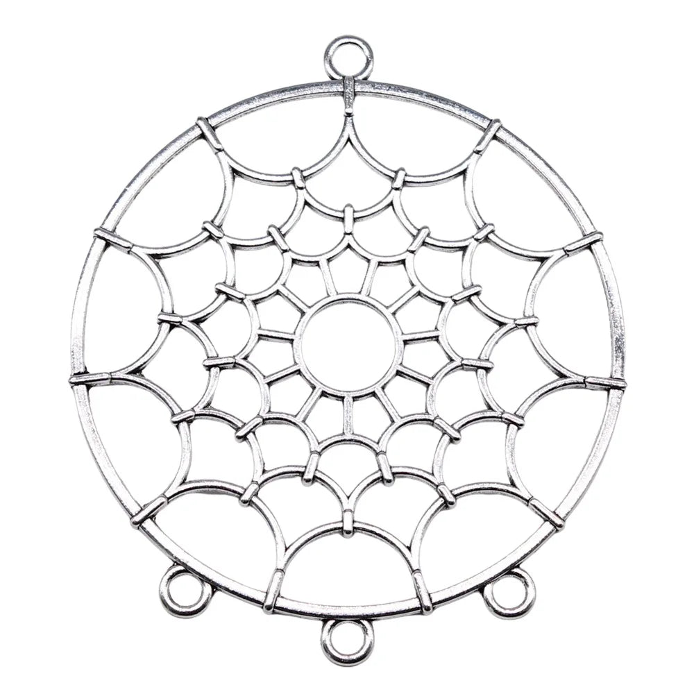 92x80mm 25.6g Antique Silver Zinc Alloy Dreamcatcher Connector Charm Pendant for DIY Jewelry Making