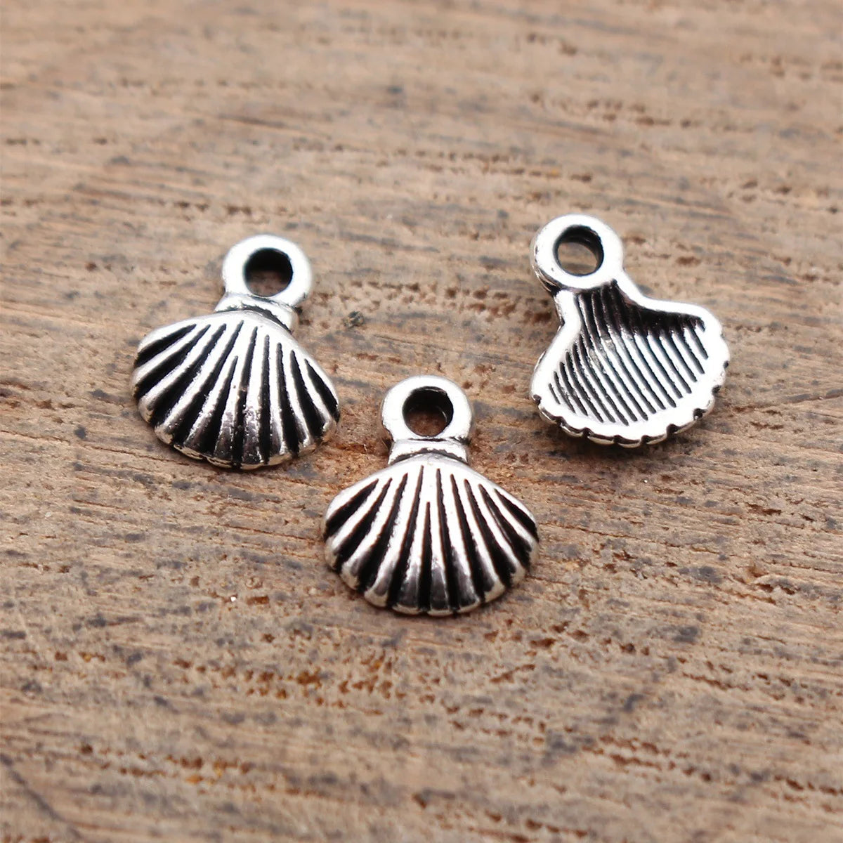 8.5x6.9mm 0.21g Antique Silver Zinc Alloy Shell Charm Pendant for DIY Necklace Bracelet Making