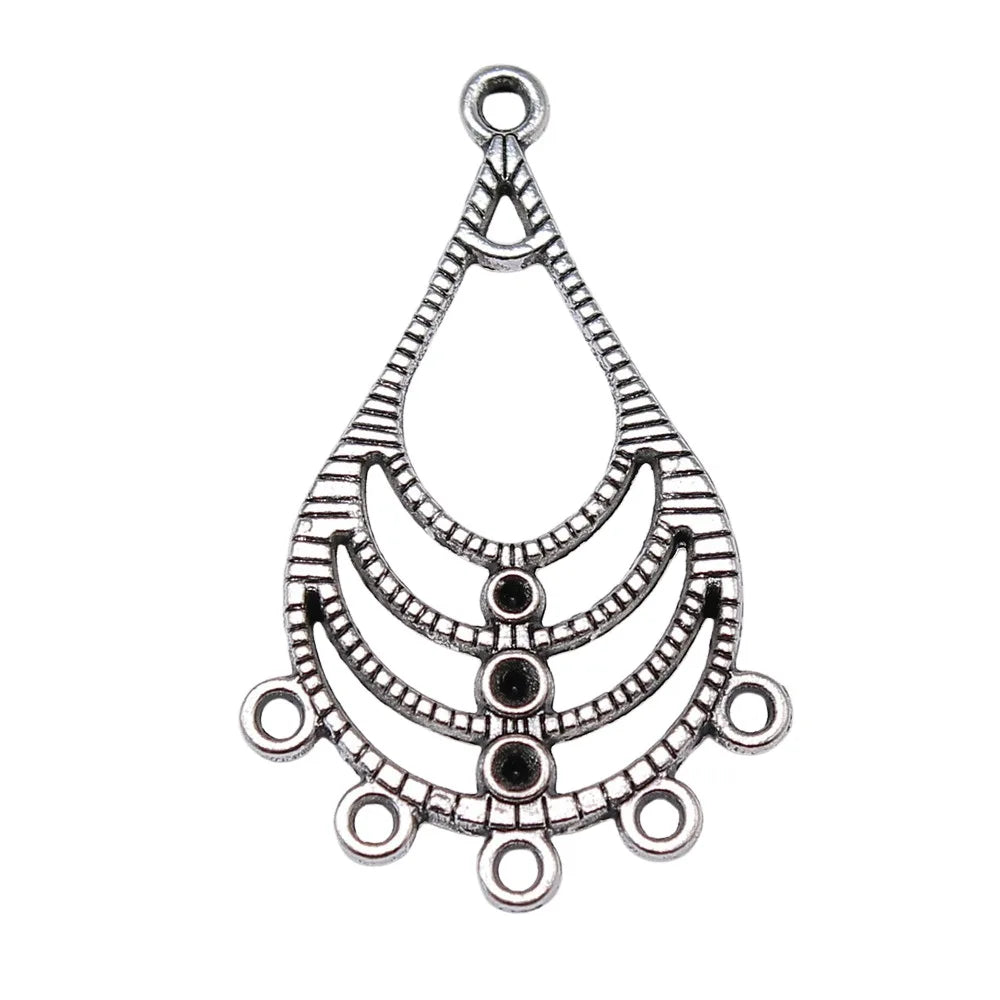 37x23mm 2.1g Antique Silver Zinc Alloy Multi-Layer Stone Setting Earring Connector Charm for DIY Jewelry