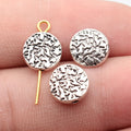 9.9x9.9x3.2mm 0.98g Antique Silver Tone Zinc Alloy Irregular Texture Round Flat Loose Metal Beads for DIY Jewelry