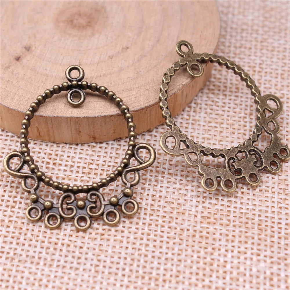 37x32mm 2.8g Multicolor Zinc Alloy Round Earring Connector Charm for DIY Hoop Earrings Jewelry Making