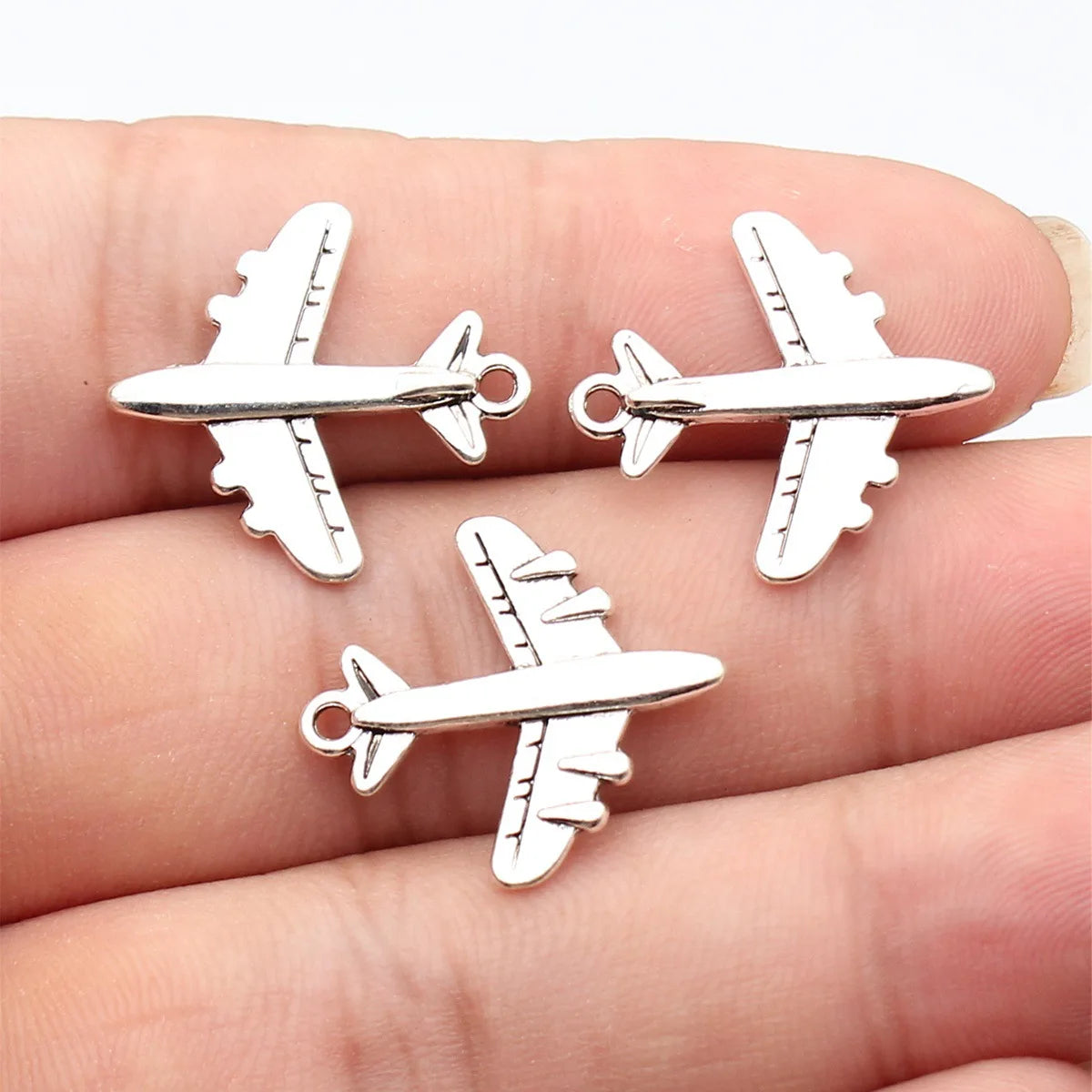 22x20mm 1.4g Antique Silver Zinc Alloy Airplane Charm Pendant for DIY Necklace and Bracelet Making