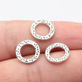 13x13x1.6mm 0.77g Antique Silver Zinc Alloy Pitted Texture Round Ring Connector Charm for DIY Jewelry Making