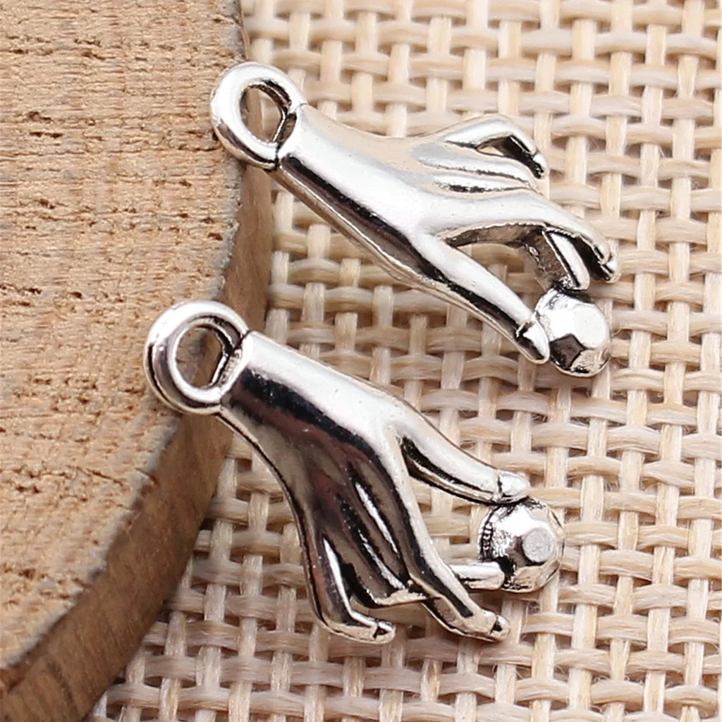 18x8.6mm 0.87g Antique Silver Zinc Alloy Hand Charm Pendant for DIY Necklace Bracelet Jewelry Making