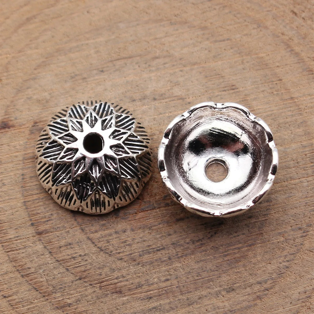 14x14x6.4mm 1.3g Multicolor Zinc Alloy Flower Bead Cap Spacer Beads for DIY Jewelry Making