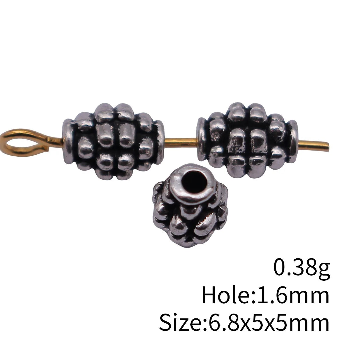 6.8x5x5mm 0.38g Antique Silver Zinc Alloy Raised Dot Spacer Beads for DIY Bracelet Jewelry Making