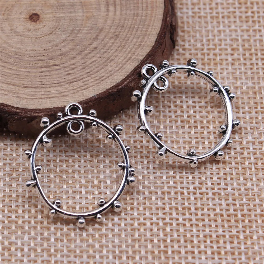 26x24mm 1.9g Antique Silver Zinc Alloy Earring Connector Charm for DIY Earrings Jewelry Making Findings