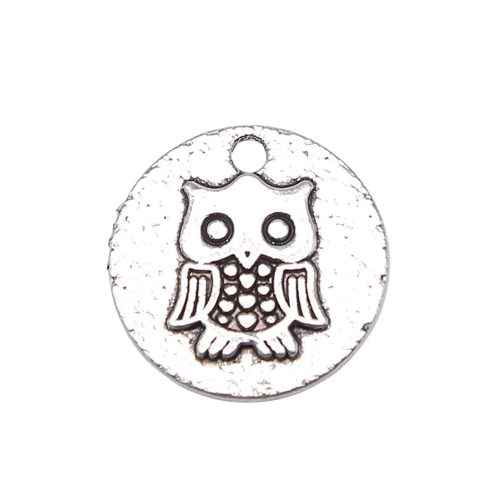 20x20mm 2.8g Antique Silver Zinc Alloy Owl Cat Charm Pendant for DIY Necklace Bracelet Jewelry Making