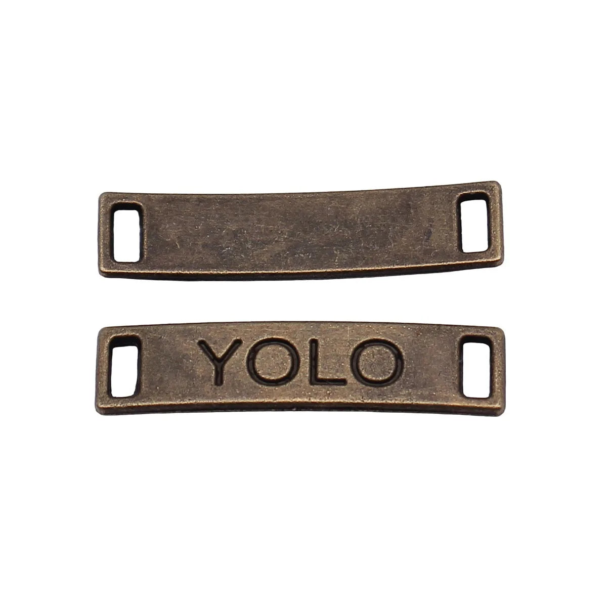 27x6.4mm 1.3g Antique Bronze Zinc Alloy YOLO Letter Tag Connector Charm for DIY Bracelet Jewelry Making