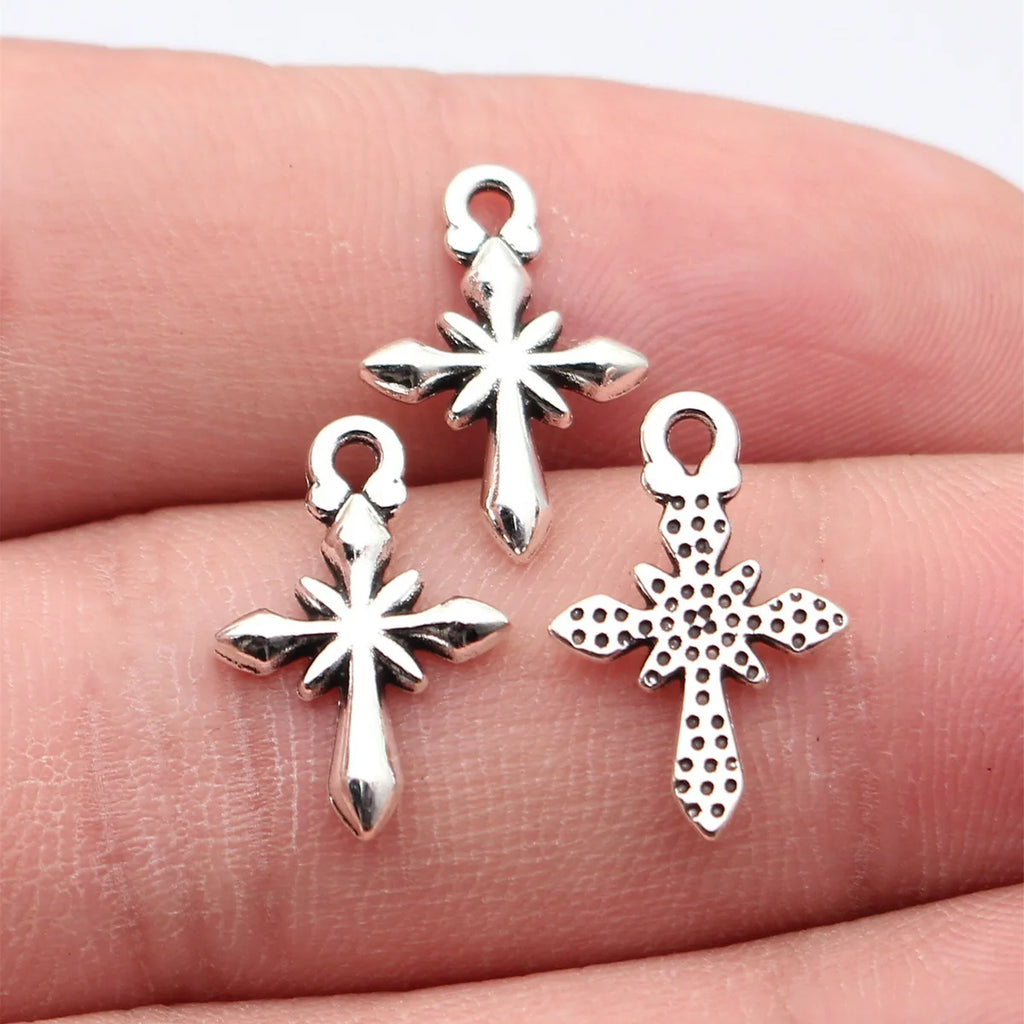 18x12mm 0.6g Multicolor Zinc Alloy Cross Starburst charm pendant for DIY bracelet necklace jewelry making
