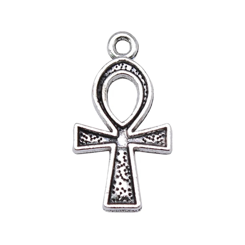25x14mm 1.5g Antique Silver Zinc Alloy Egyptian Ankh Cross Charm Pendant for DIY Jewelry Making