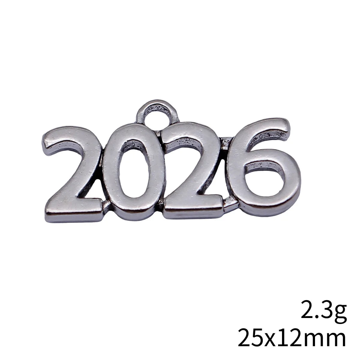 25x12mm 2.3g Antique Silver Zinc Alloy 2026 Year Charm Pendant for DIY Graduation Jewelry Making