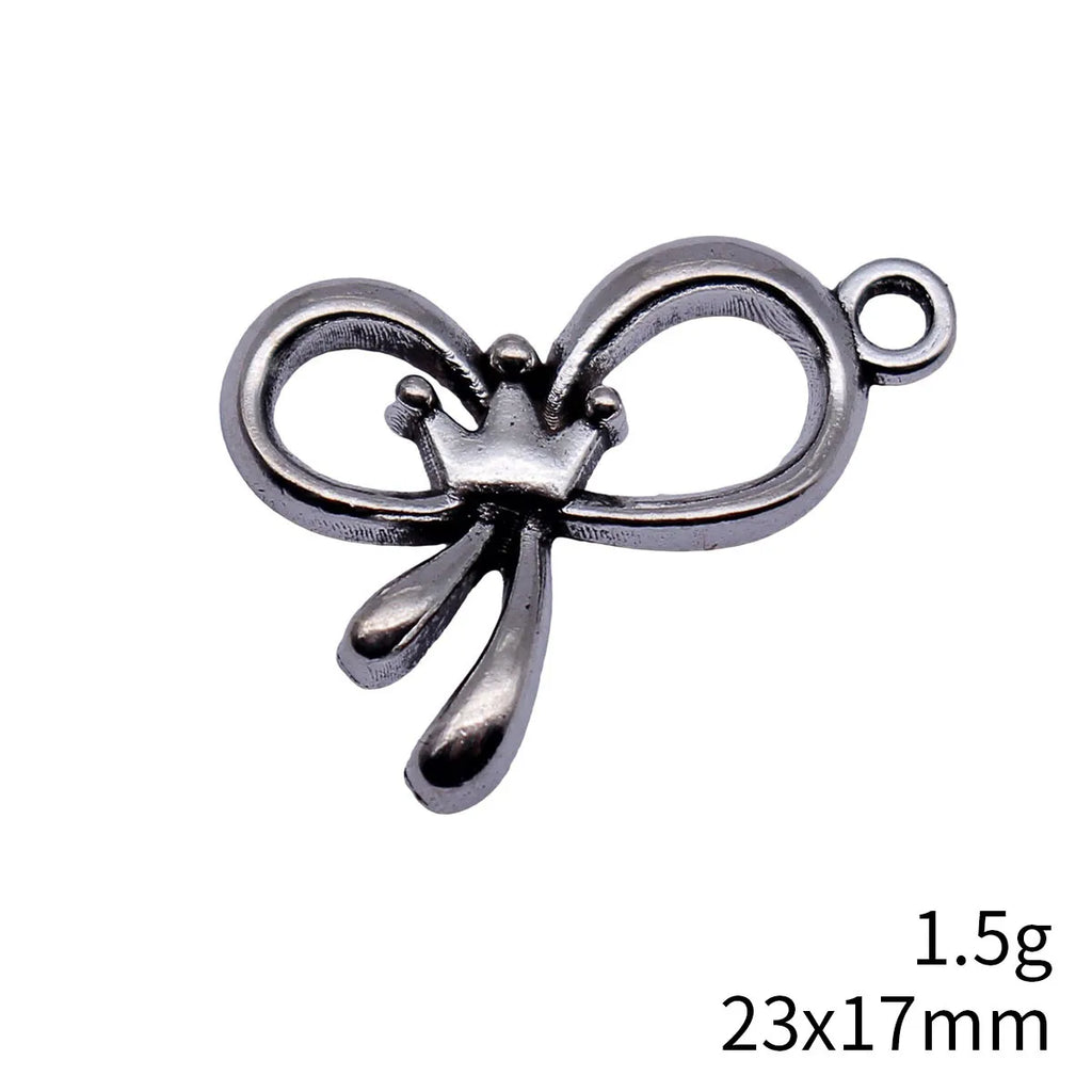 23x17mm 1.5g Multicolor Zinc Alloy Crown Bowknot Butterfly Charm Pendant for Necklace Bracelet Jewelry Making