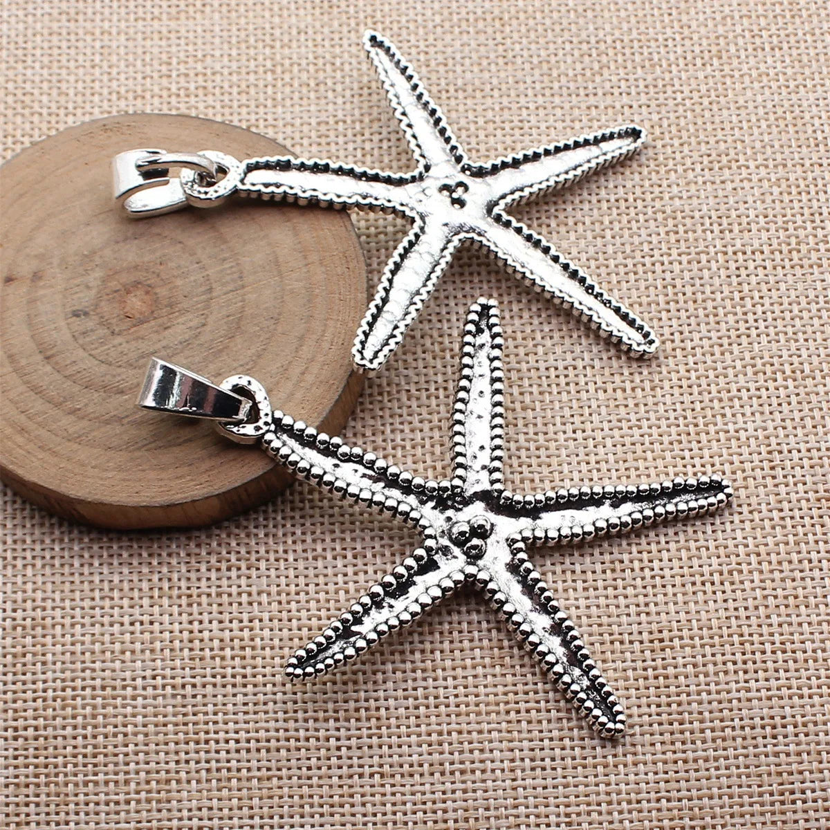 80x61mm 12.6g Antique Silver Zinc Alloy Large Starfish Charm Pendant for DIY Beach Necklace Jewelry
