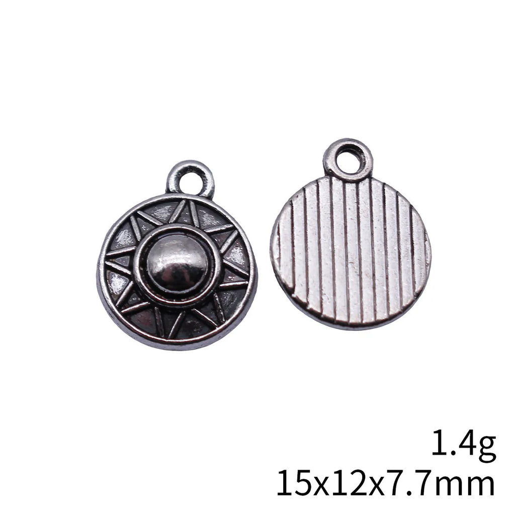 15x12x7.7mm 1.4g Multicolor Zinc Alloy Engraved Round Charm Pendant for DIY Necklace Bracelet Jewelry