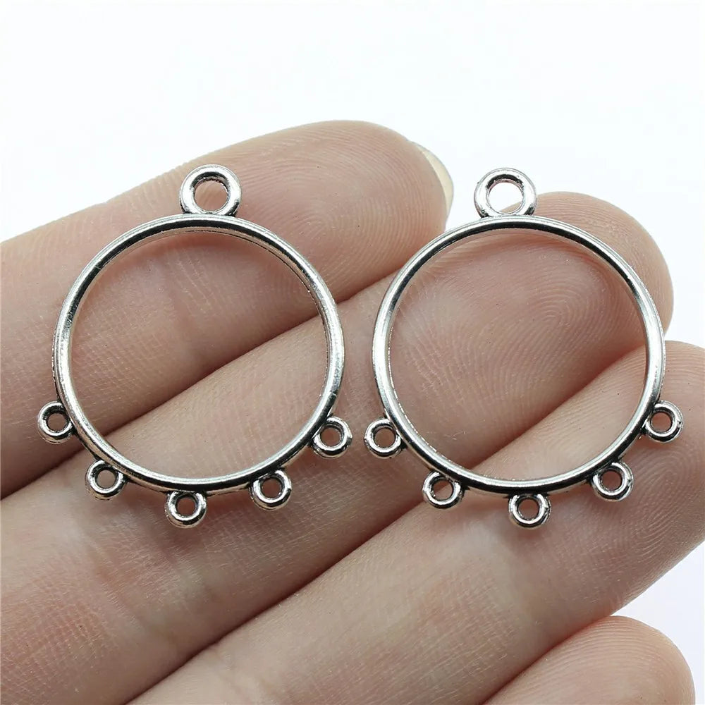 29x25mm 1.3g Multicolor Zinc Alloy Round Earring Connector Charm for DIY Earrings Jewelry Making
