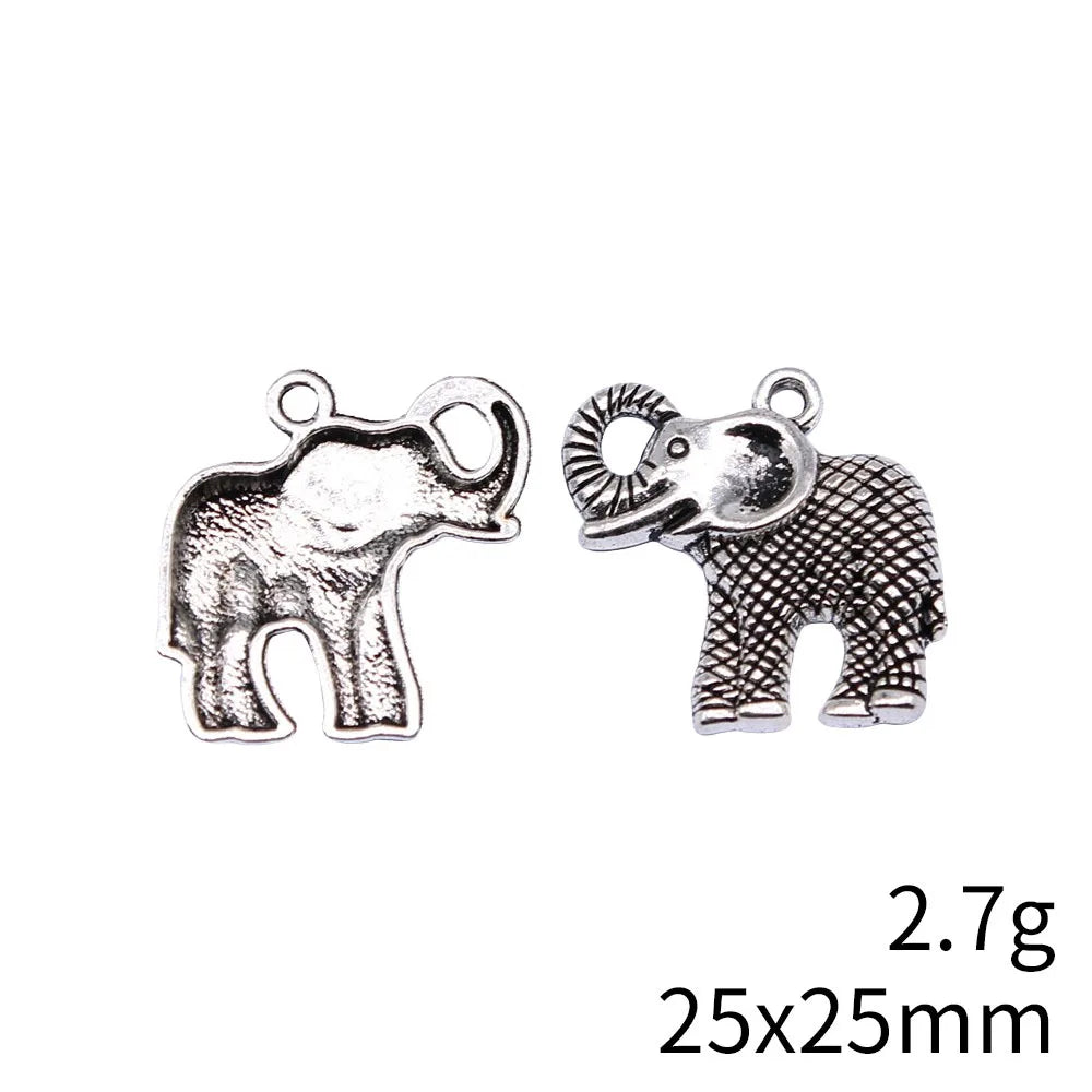 25x25mm 2.7g Multicolor Zinc Alloy Elephant Charm Pendant for DIY Necklace Bracelet Jewelry Making