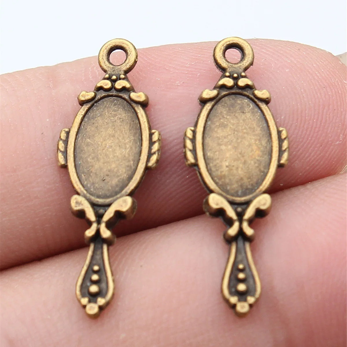 27x9mm 0.74g Multi Color Zinc Alloy Double Sided Vanity Mirror Charm Pendant for DIY Jewelry Making