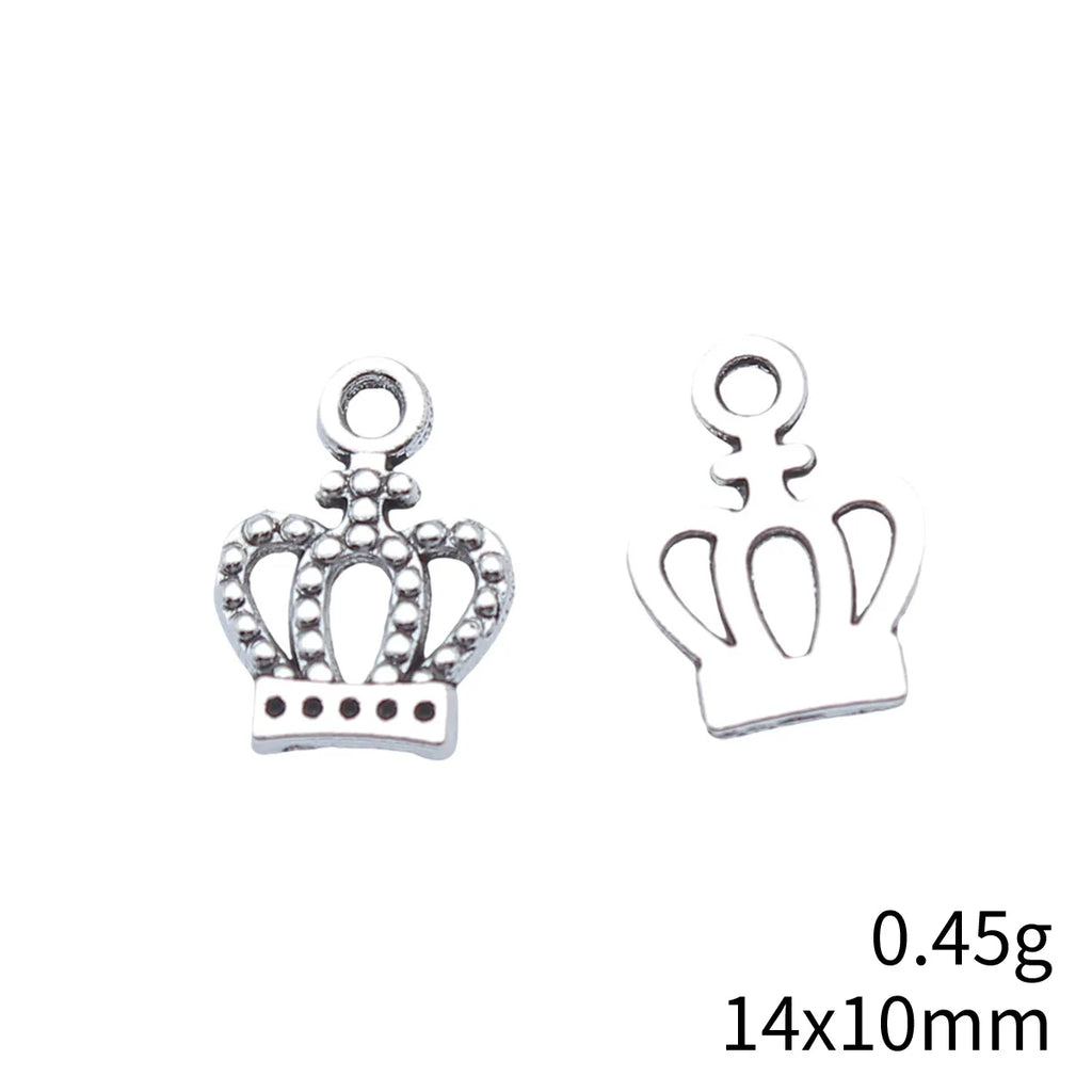 14x10mm 0.45g Antique Silver Zinc Alloy Crown Charm Pendant for DIY Necklace Bracelet Jewelry