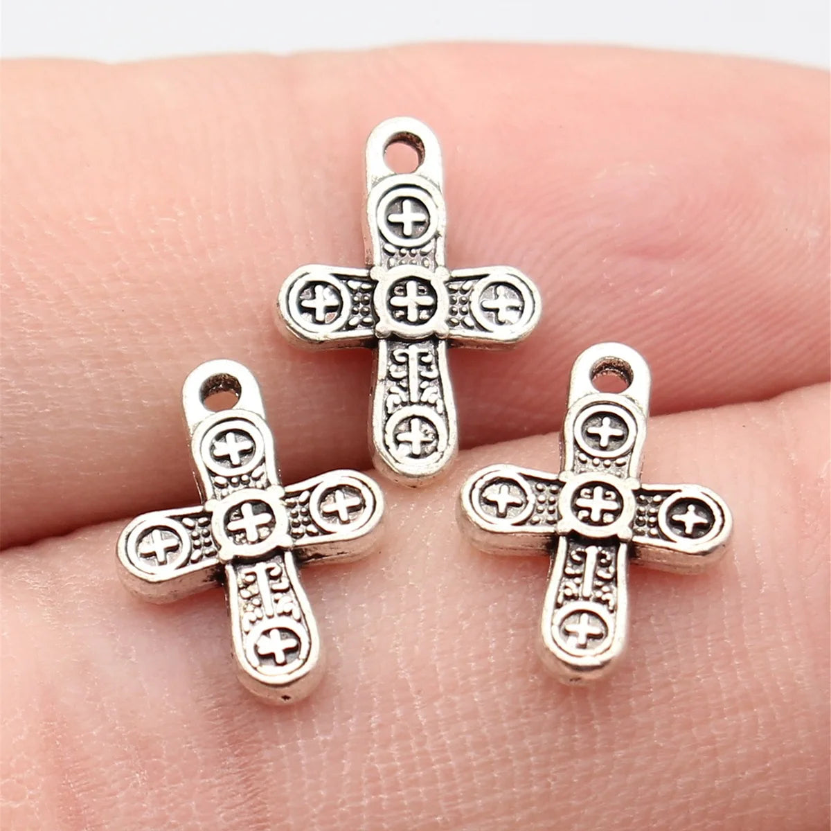 14x10mm 0.61g Antique Silver Zinc Alloy Cross Charm Pendant for DIY Necklace Bracelet Making