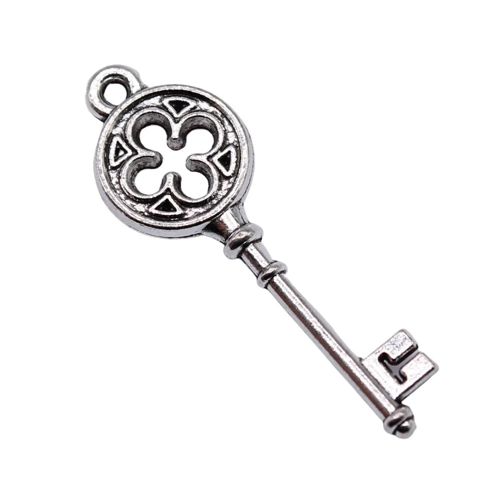 31x10mm 1.32g Antique Silver Zinc Alloy Key Charm Pendant for DIY Necklace and Bracelet Making
