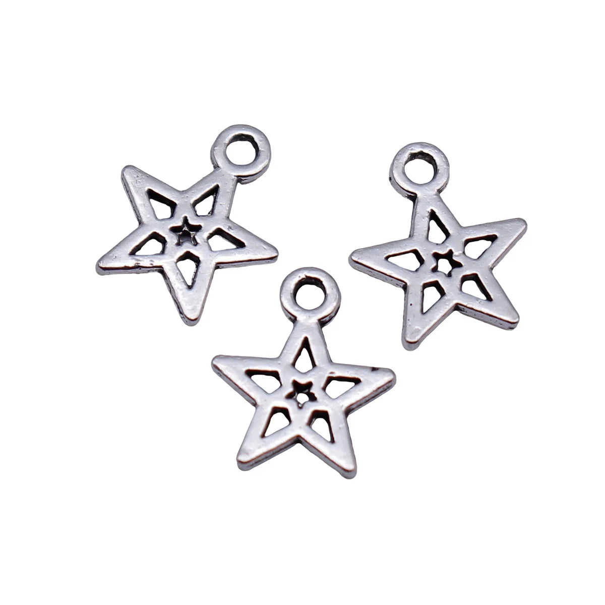 10x8.5mm 0.16g Antique Silver Zinc Alloy Five Point Star Charm Pendant for DIY Jewelry Making