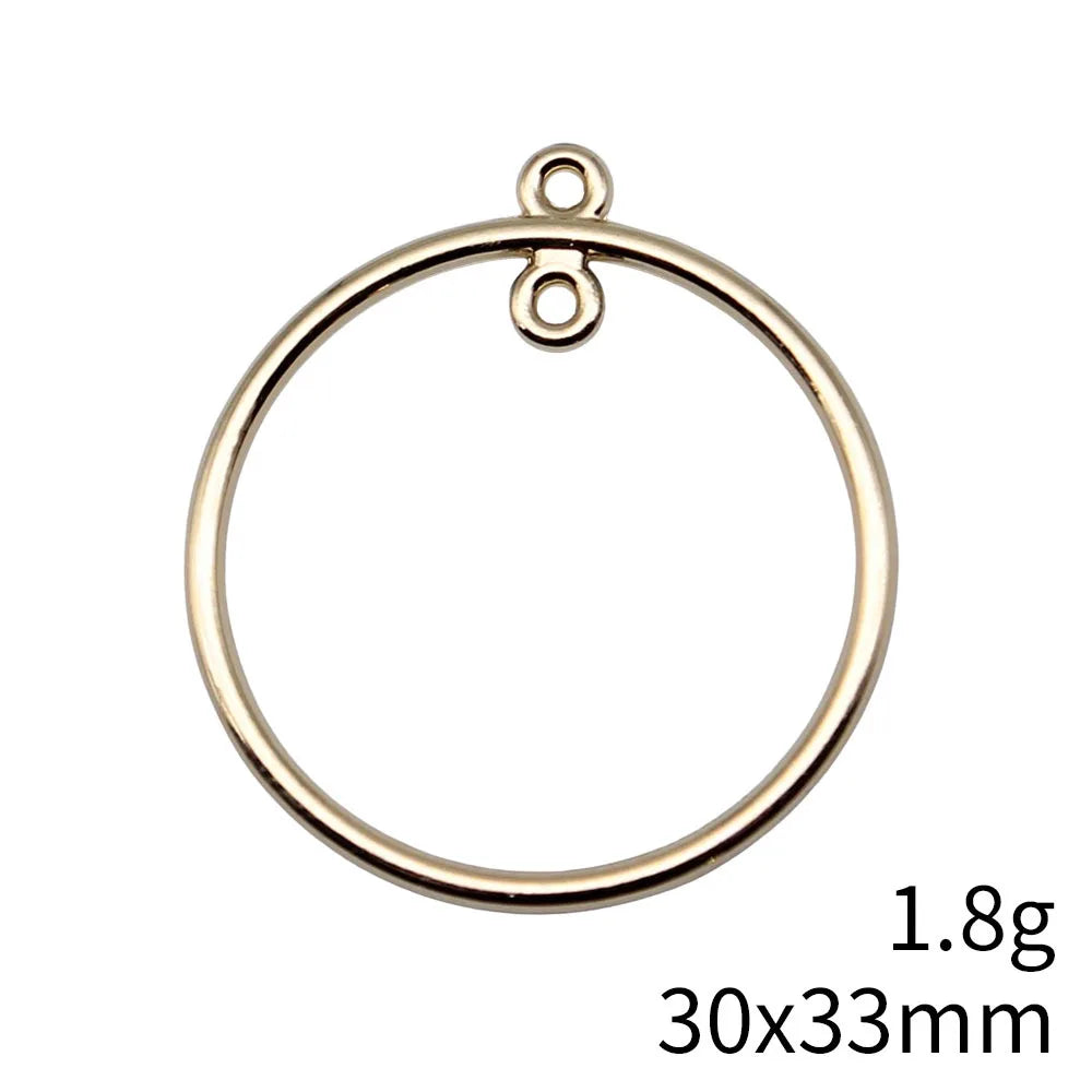 30x33mm 1.8g KC Gold Zinc Alloy Round Ring Earring Charms for DIY Dangle Earrings Jewelry Making