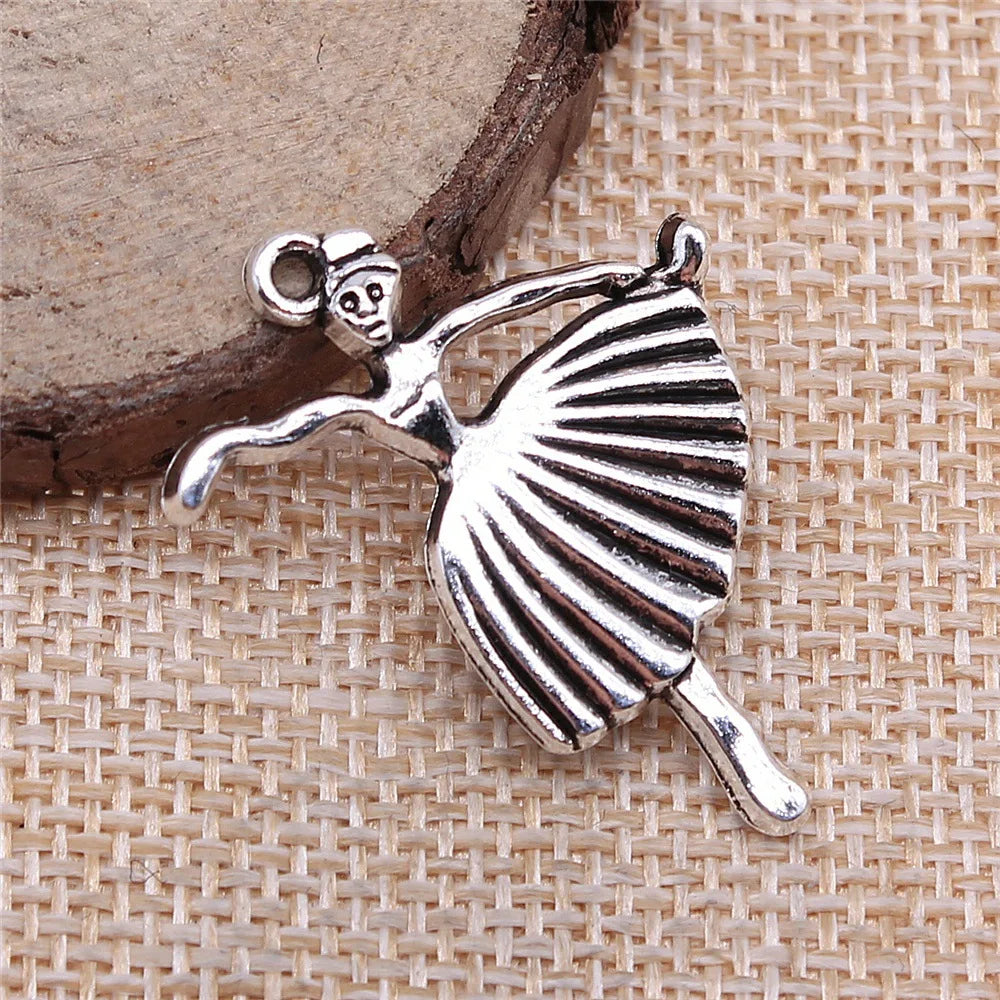26x36mm 3.4g Antique Silver Zinc Alloy Dancing Figure Charm Pendant for Necklace Jewelry Making