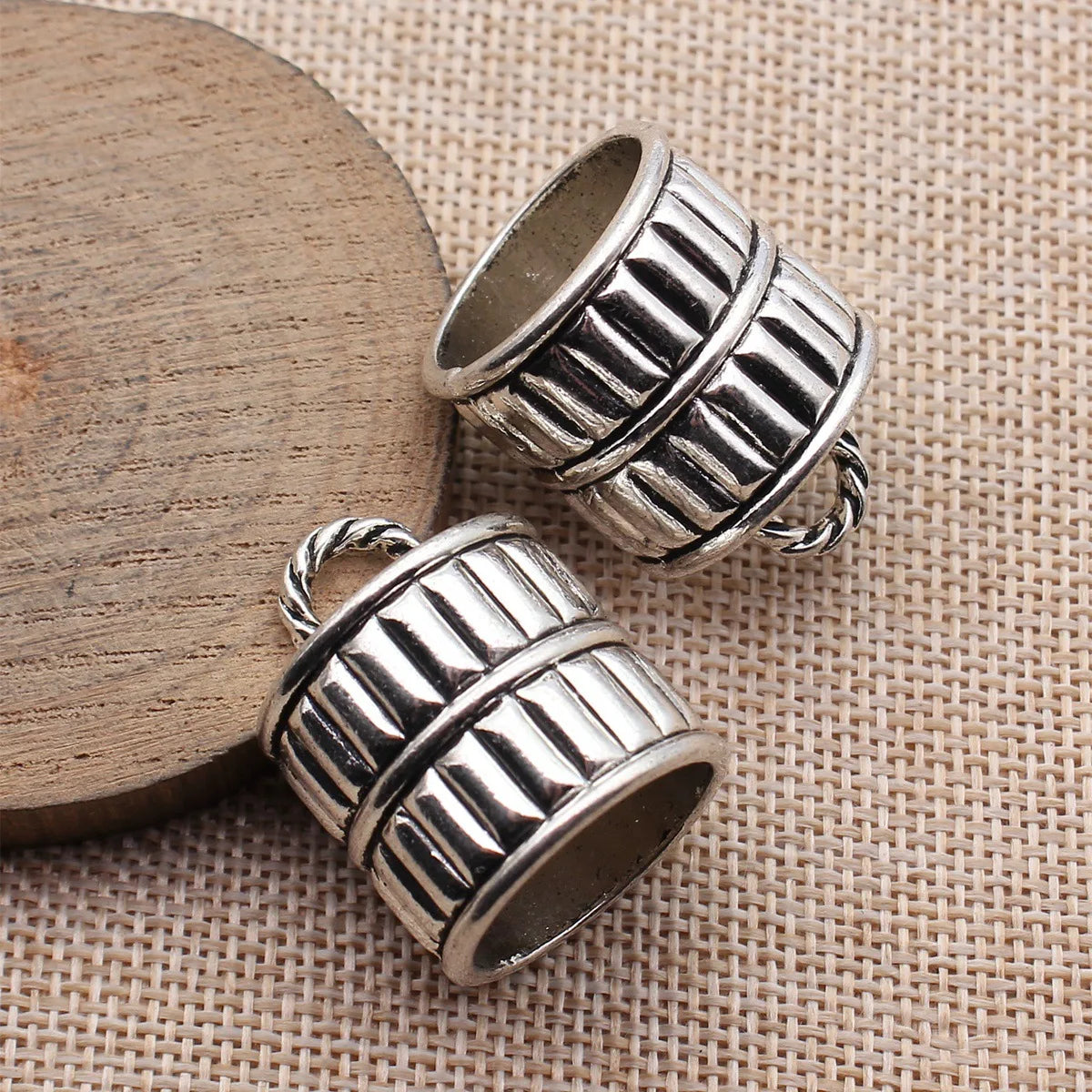 31x24x24mm 18.5g Antique Silver Zinc Alloy Rope End Caps Cord End Findings for DIY Jewelry Making