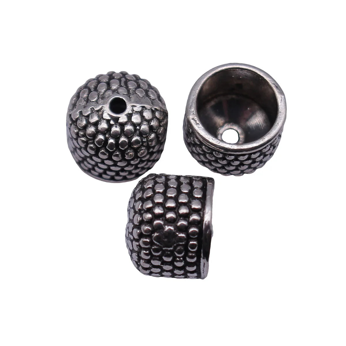 11x11x9mm 1.6g Antique Silver Zinc Alloy Dotted Tassel Cap Jewelry Findings for DIY Earring Making