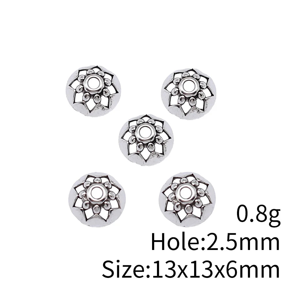 13x13x6mm 0.8g Antique Silver Zinc Alloy Floral Bead Caps for DIY Jewelry Making Accessories