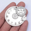 45x42mm 12.4g Multicolor Zinc Alloy Gear Clock Charm Pendant for DIY Steampunk Necklace Jewelry Making