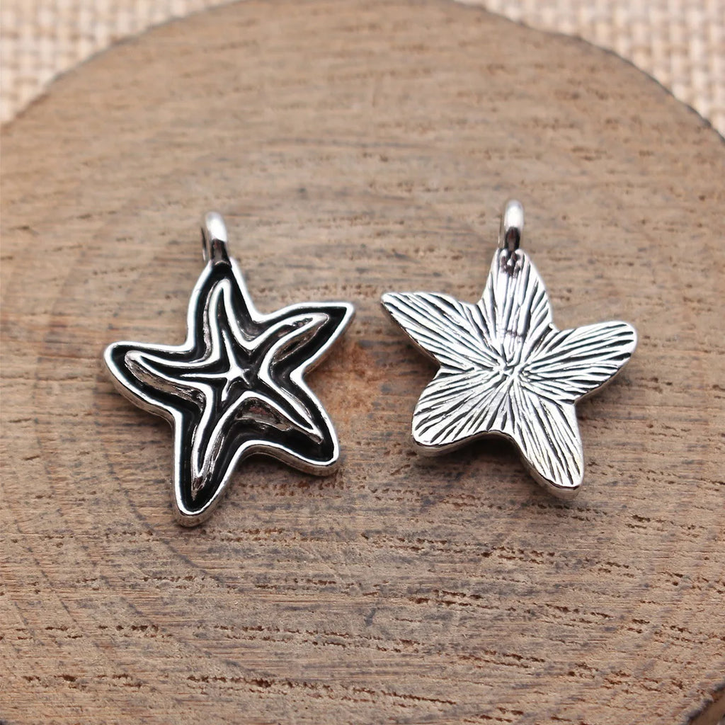 22x16mm 1.7g Blackened Silver Tone Zinc Alloy Starfish Charm Pendant for DIY Jewelry Making