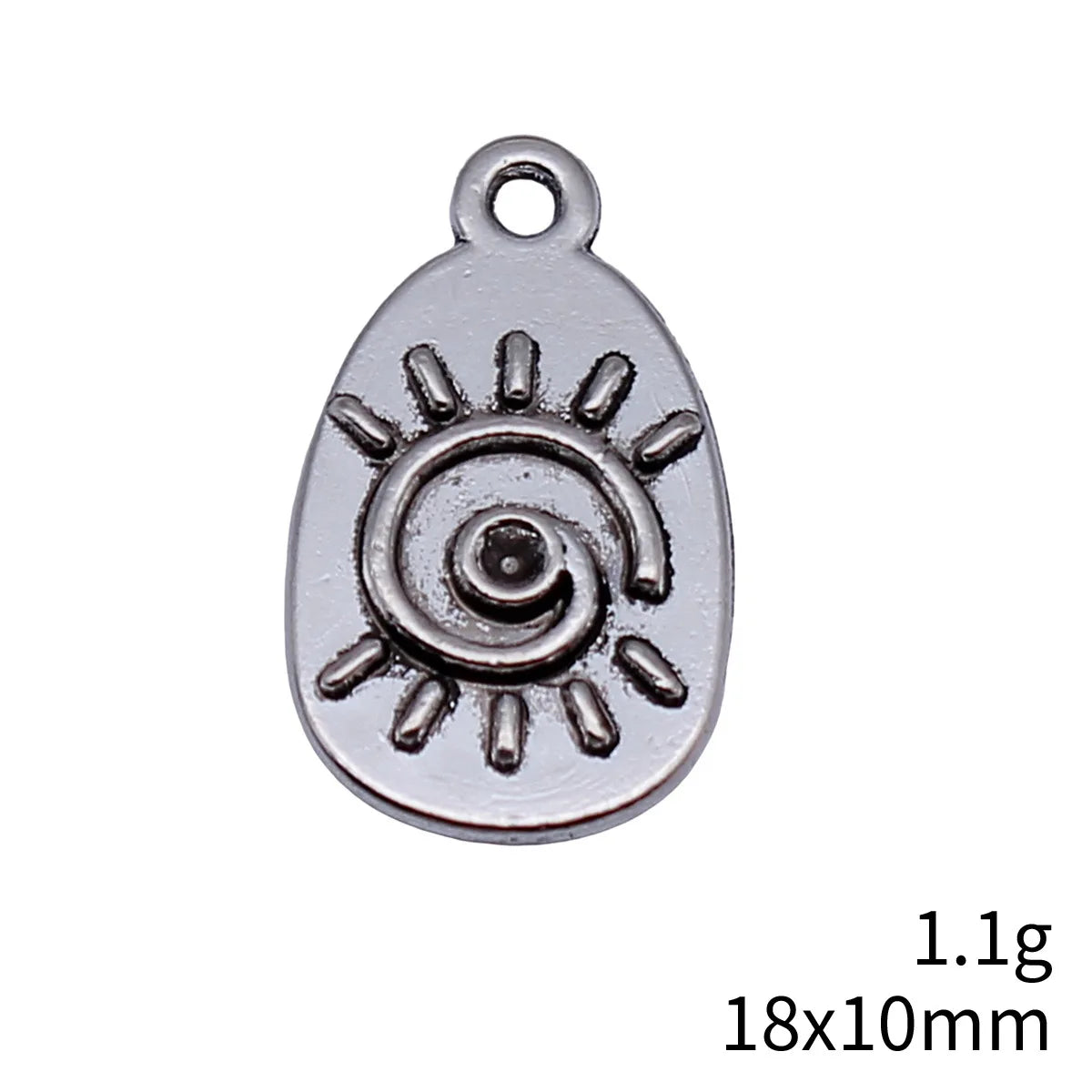 18x10mm 1.1g Antique Silver Zinc Alloy Swirl Sun Tag Charm Pendant for DIY Necklace Bracelet Jewelry