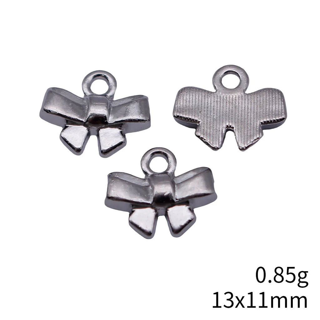 13x11mm 0.85g White K Gold Color Zinc Alloy Bow Butterfly Charm Pendant for DIY Necklace Bracelet Jewelry Making