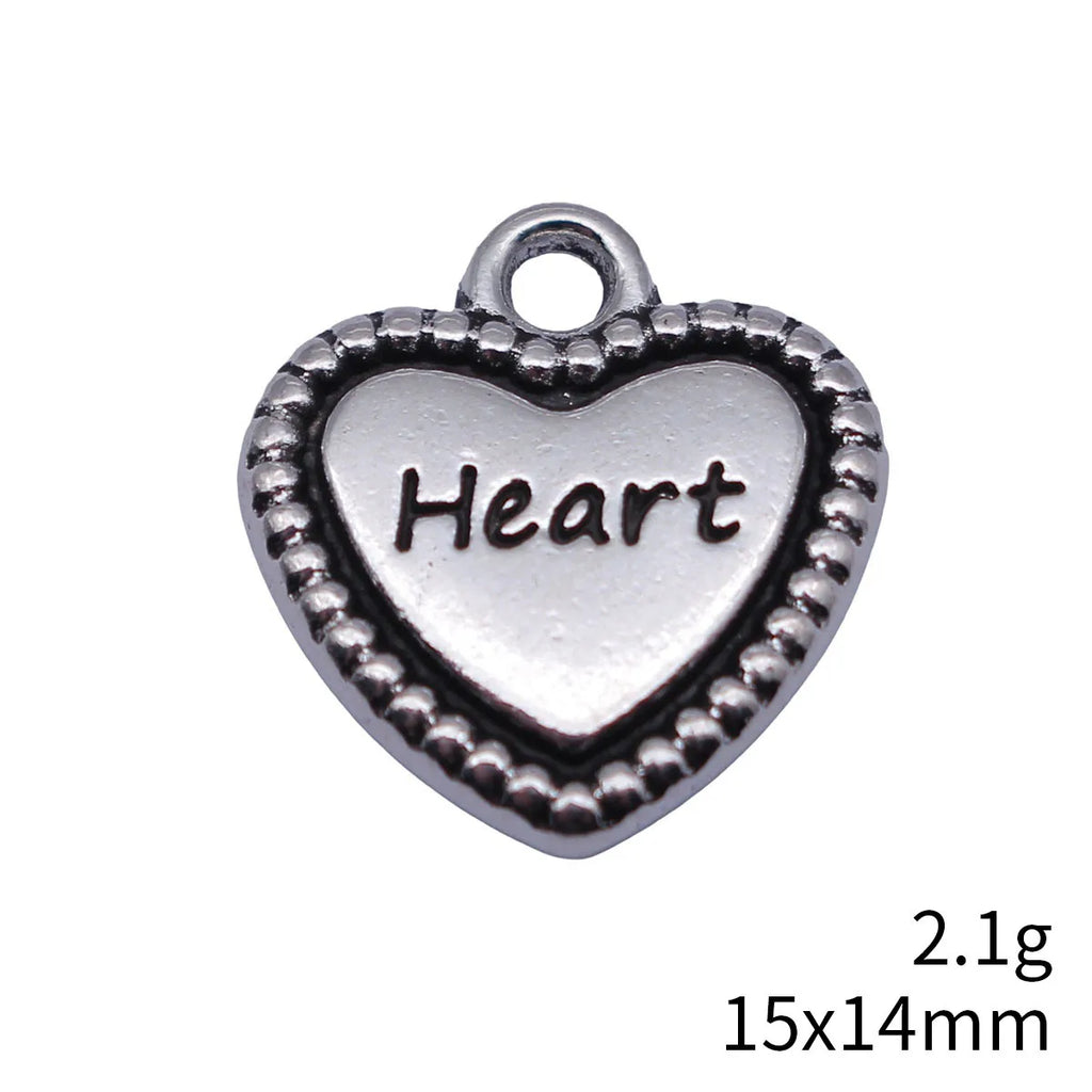 15x14mm 2.1g Antique Silver Zinc Alloy Double Sided Heart Charm Pendant for DIY Necklace Bracelet Making