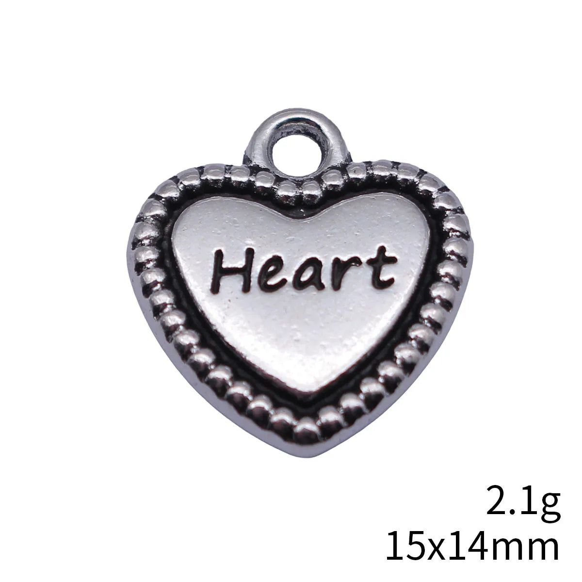 15x14mm 2.1g Antique Silver Zinc Alloy Double Sided Heart Charm Pendant for DIY Necklace Bracelet Making