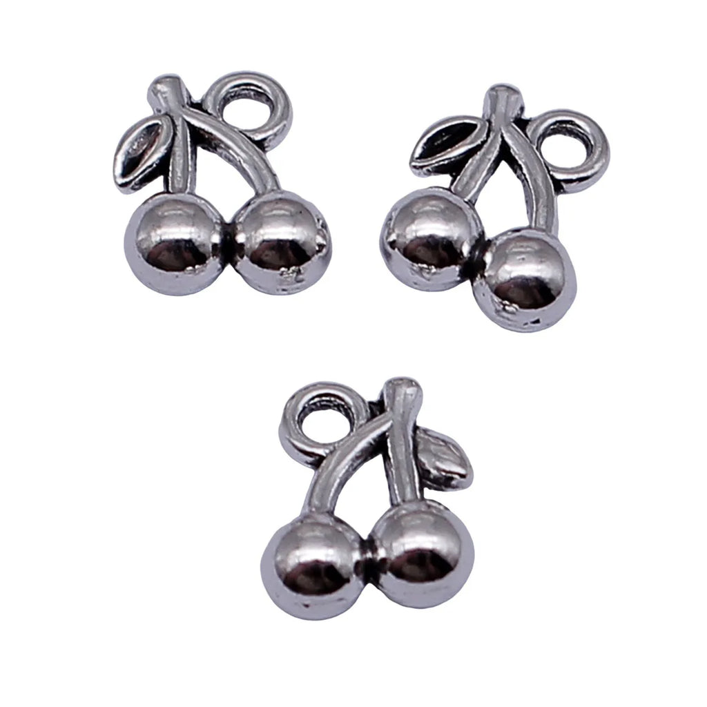 10x8mm 0.64g Antique Silver Zinc Alloy Cherry Charm Pendant for Necklace Bracelet DIY Jewelry